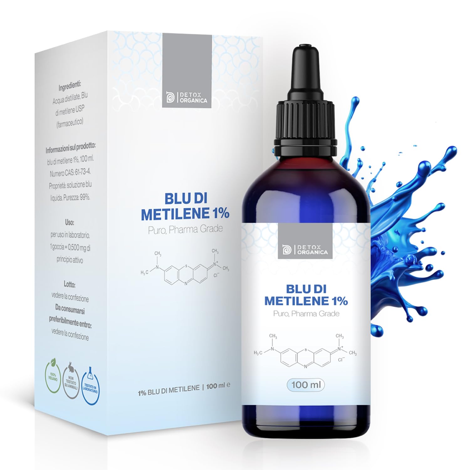 Methylene Blue 1% Soluzione 100 ml Detox Organica Alta Purezza