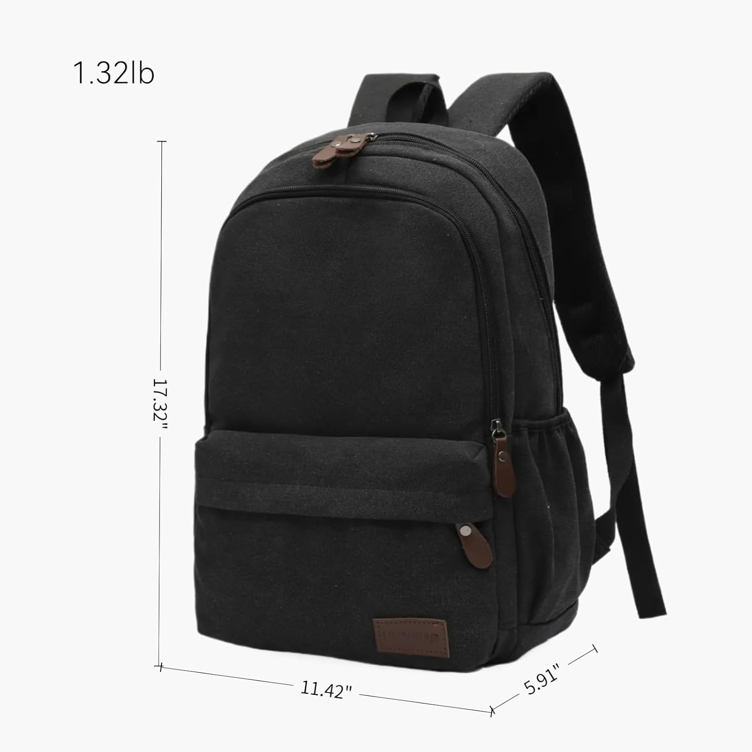 Canvas Backpack for Men Large Capacity Durable Outdoor Hiking Camping Travel Sports Gym Work Multipurpose Laptop Daypack (Black)