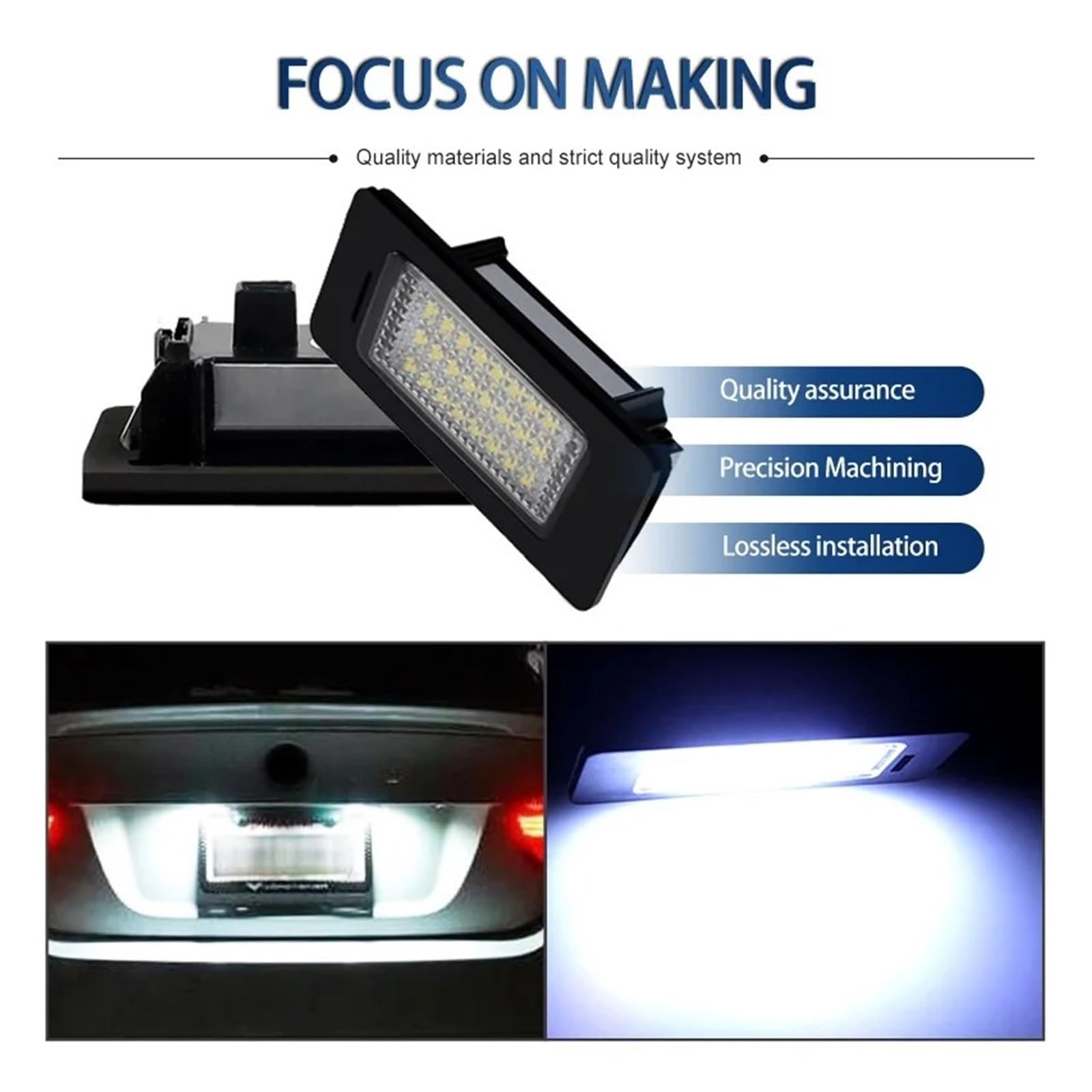 Iluminación De Matrícula Para VW Para Golf Para Jetta Para Passat Para Touran 2010 2011 Sin Errores Blanco DC12V Piezas LED Luz Placa Matrícula Coche