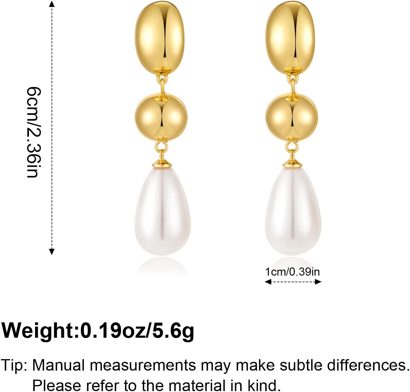 Long Pearl Dangle Earrings for Women Statement Gold Ball Teardrop Pearl Drop Earrings Chunky Gold Earrings - Image 7
