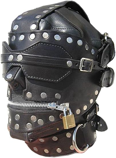 Amazon.com: Real Leather Bondage Hood/Gimp Mask with Blindfold &amp; Locking  Mouth Zip : Health &amp; Household