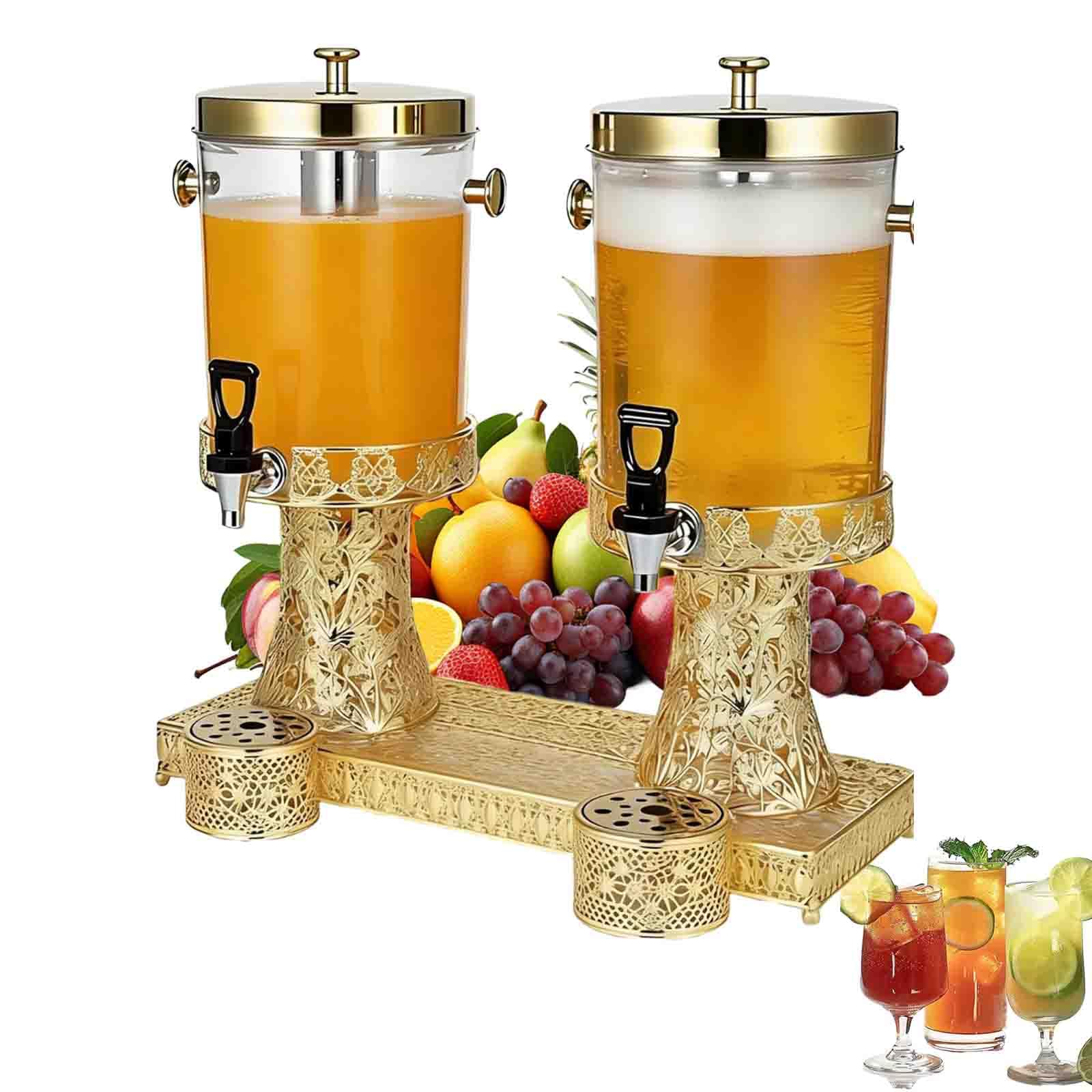 Dozownik do napojów z kranem, dozownik napojów 2,2 l z centralnym rdzeniem lodowym i tacą ociekową, idealny do gorących zimnych napojów, soków, herbaty, lemoniady, napojów imprezowych