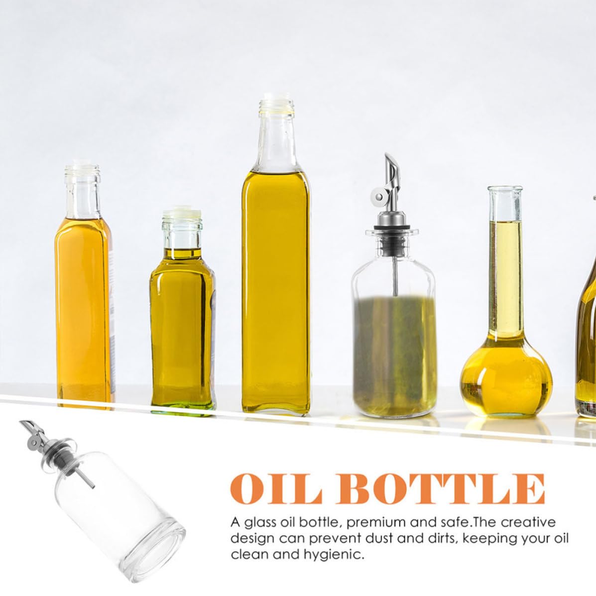 SHINEOFI Botellas Dispensadoras Antifugas de Aceite y Vinagre de Vidrio y Acero Inoxidable 500ml Apertura Automática 2 Piezas para Cocina y Aderezo
