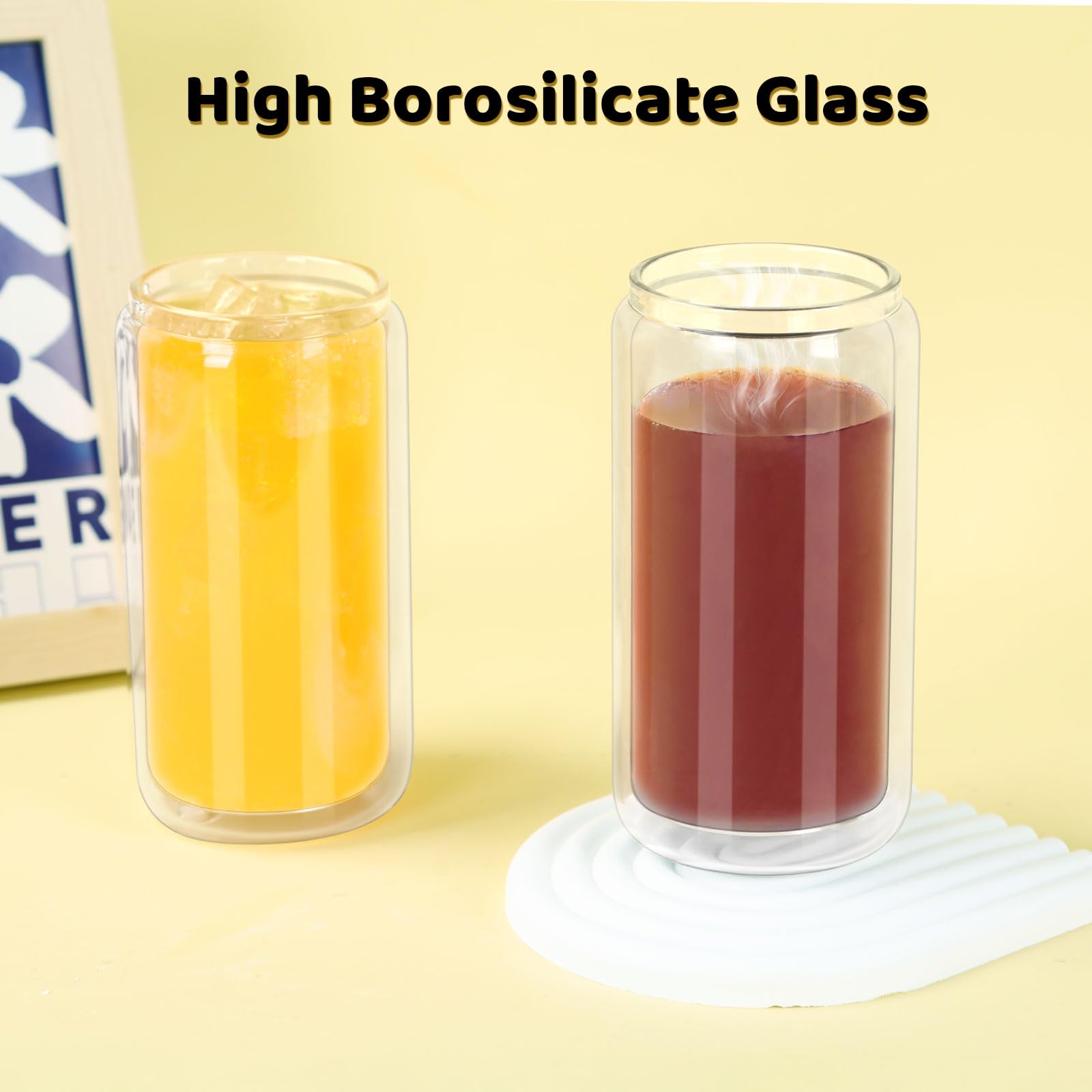 Schneekugel-Becher, 473 ml, 8 Stück, vorgebohrt, Sublimationsglasbecher für Glitzer-Schneekugel, DIY, doppelwandiges Sublimationsglas