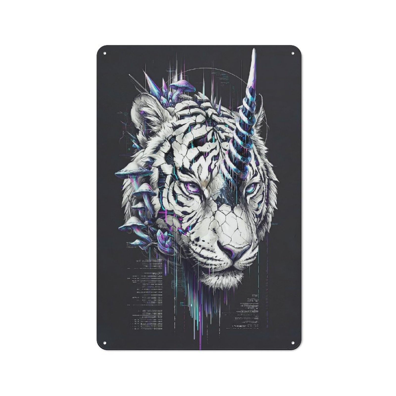 Junmoney Style-21 Tiger Code Metal Wall Sign 30X20cm, Rustic Decor For Workshop Wall, For Vintage Wall Decor Fans, For Themed Room Decoration
