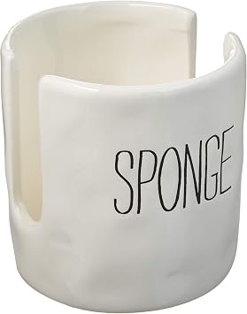 Mud Pie Kitchen Dish Sponge Holder Caddy, Off White