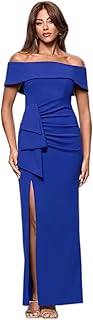 Women's Long Off The Shoulder Scuba Crepe Slit Dress