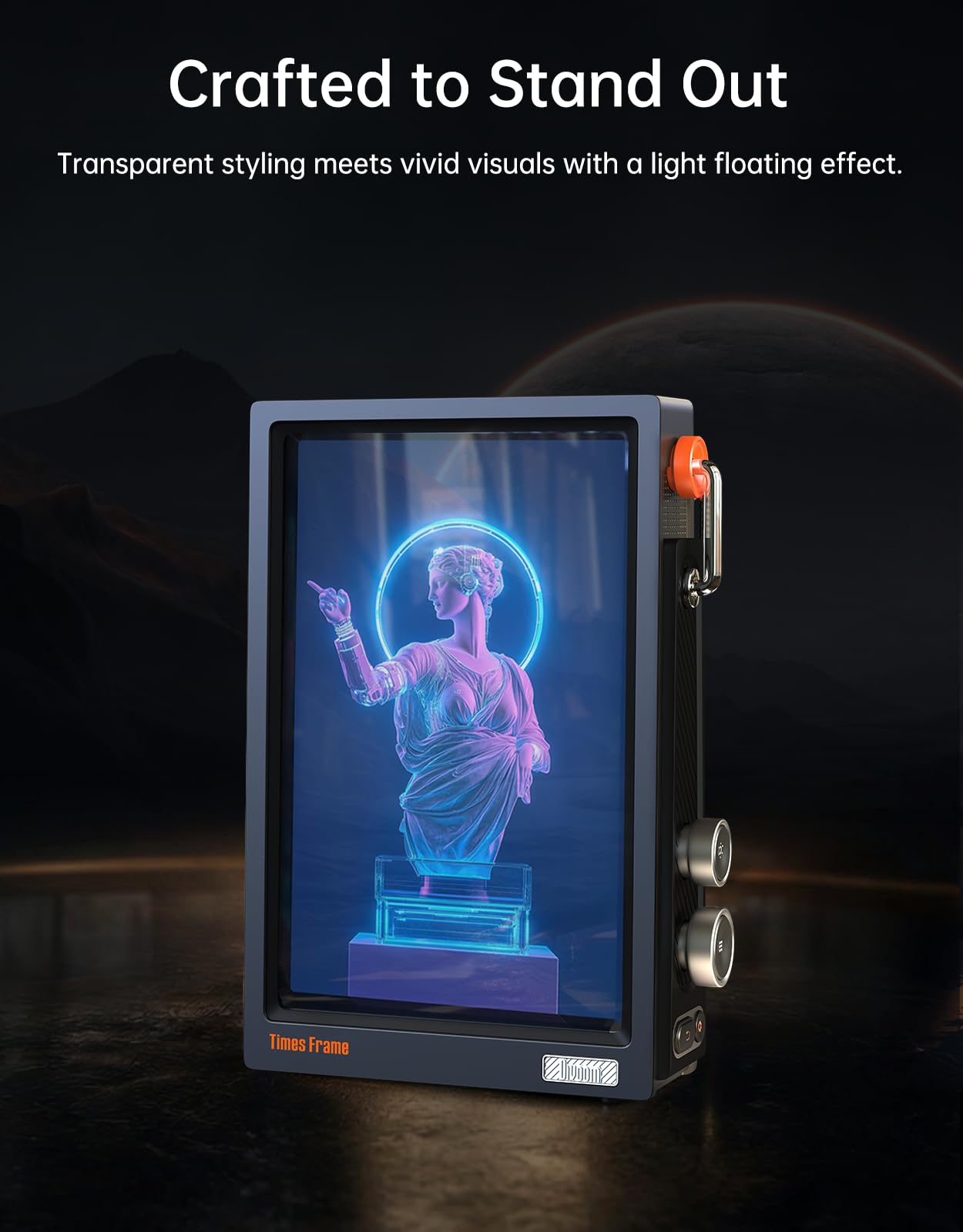 Divoom Times Frame 10,1" Wi-Fi cyfrowa ramka na zdjęcia z aplikacją i 64 GB, wyświetlacz HD IPS 1280 x 800 cm, RGB, dekoracja do domu, dla nerdów (czarna)