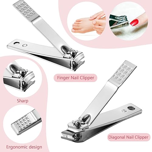 Miniatura 5 de Geosar Juego de 50 juegos de manicura de viaje, cortaúñas, pedicura, herramientas profesionales para el cuidado de uñas, juego de uñas de acero