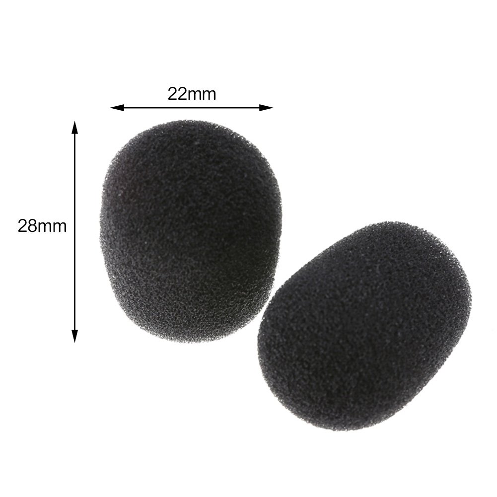 Microphone Windscreen, Sponge Foam Black Mini Microphone Headset Windscreen Mic Cover for Lavalier Lapel Microphone, 10 PCS/Lenght: 28mm, Width: 22mm, Inner Caliber: 8mm
