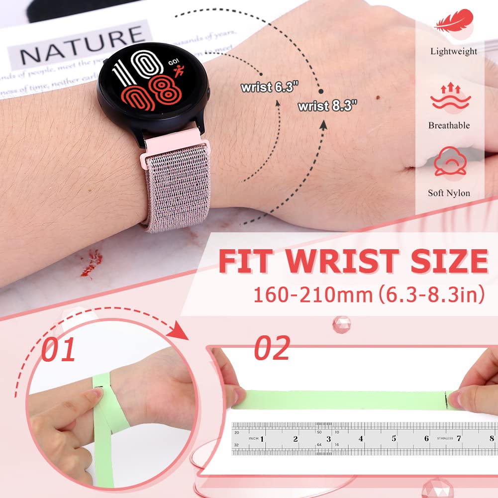 20 mm Schnellverschluss-Nylon-Sportarmband, kompatibel mit Garmin Vivoactive3/Forerunner 645/Galaxy Watch 42 mm/Active2 44 mm/40 mm