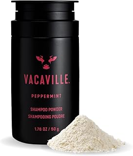 Vacaville Beauty Powder Shampoo for Hair Growth, Peppermint Scented | Waterless, Eco Friendly & Travel Shampoo | Natural Vegan Formula for Thinning Hair & Sensitive Scalp | Full Size