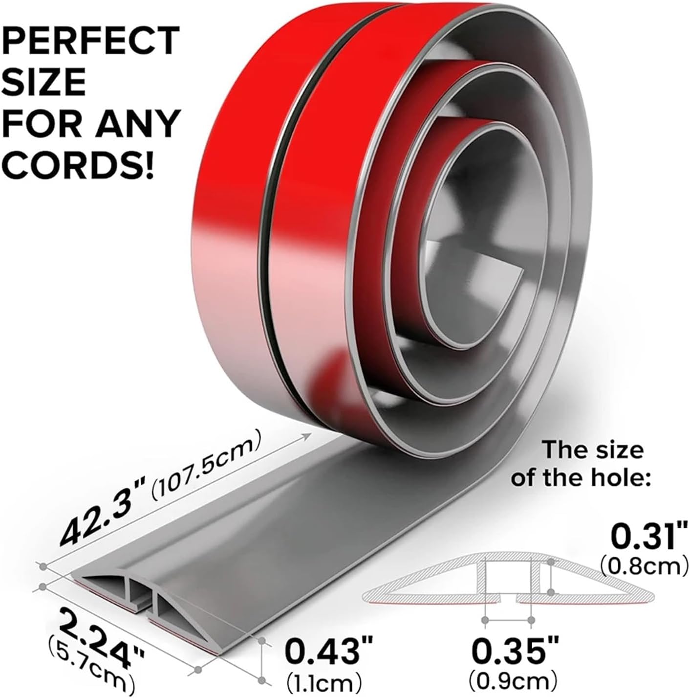 Cord Cover Floor 1.07m Self-Adhesive Silicone Floor Wire Protector - Cable Cover(Brown,4pcs)