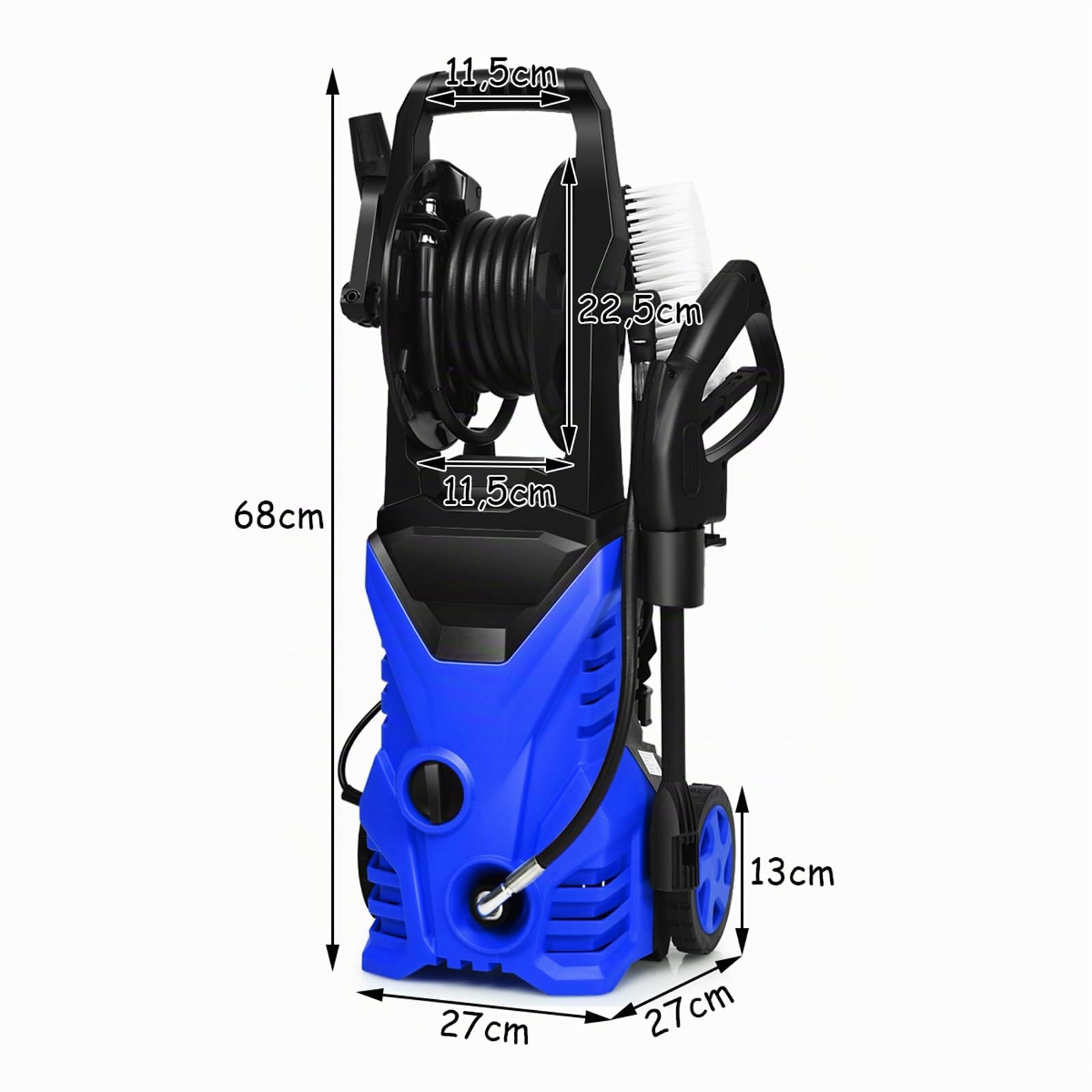 COSTWAY Idropulitrice con 2030 PSI, 5L / Min Idropulitrice Portatile con Ugello Lotus e Ugello ad Alta Pressione, Cavi e Tubi Più lunghi, Adatto per La pulizia di Giardini, Auto,Case(blu)