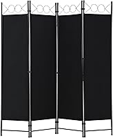 FDW 4-Panel 6FT Folding Room Divider Screen - Portable Privacy Partition for Bedroom, Office, Dorm - Coal Black
