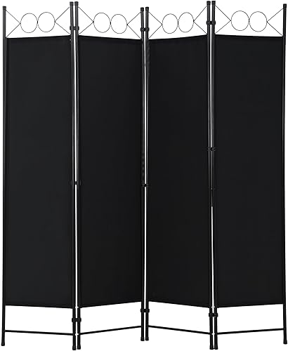 Miniatura 10 de Divisor de cuatro paneles de 1.8 m con estructura de acero, pantalla plegable para privacidad, divisor de ambientes independiente para el hogar,