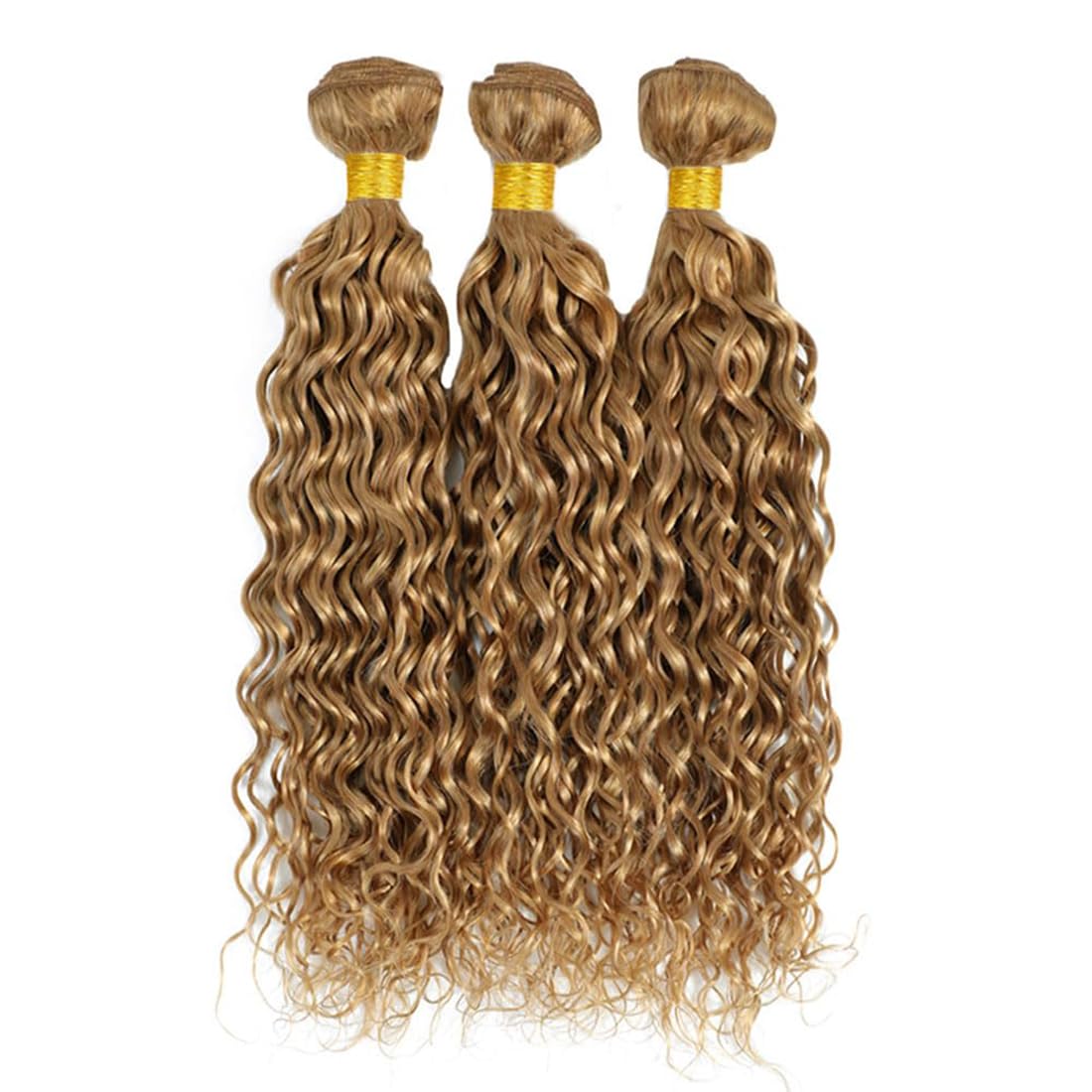 Water Wave Human Hair Bundles Echthaar Tressen Bündel Honey Blonde #27 Color Menschliches Haar Human Hair Extensions Double Weft Weave 50g/Piece 26 28 30 Zoll