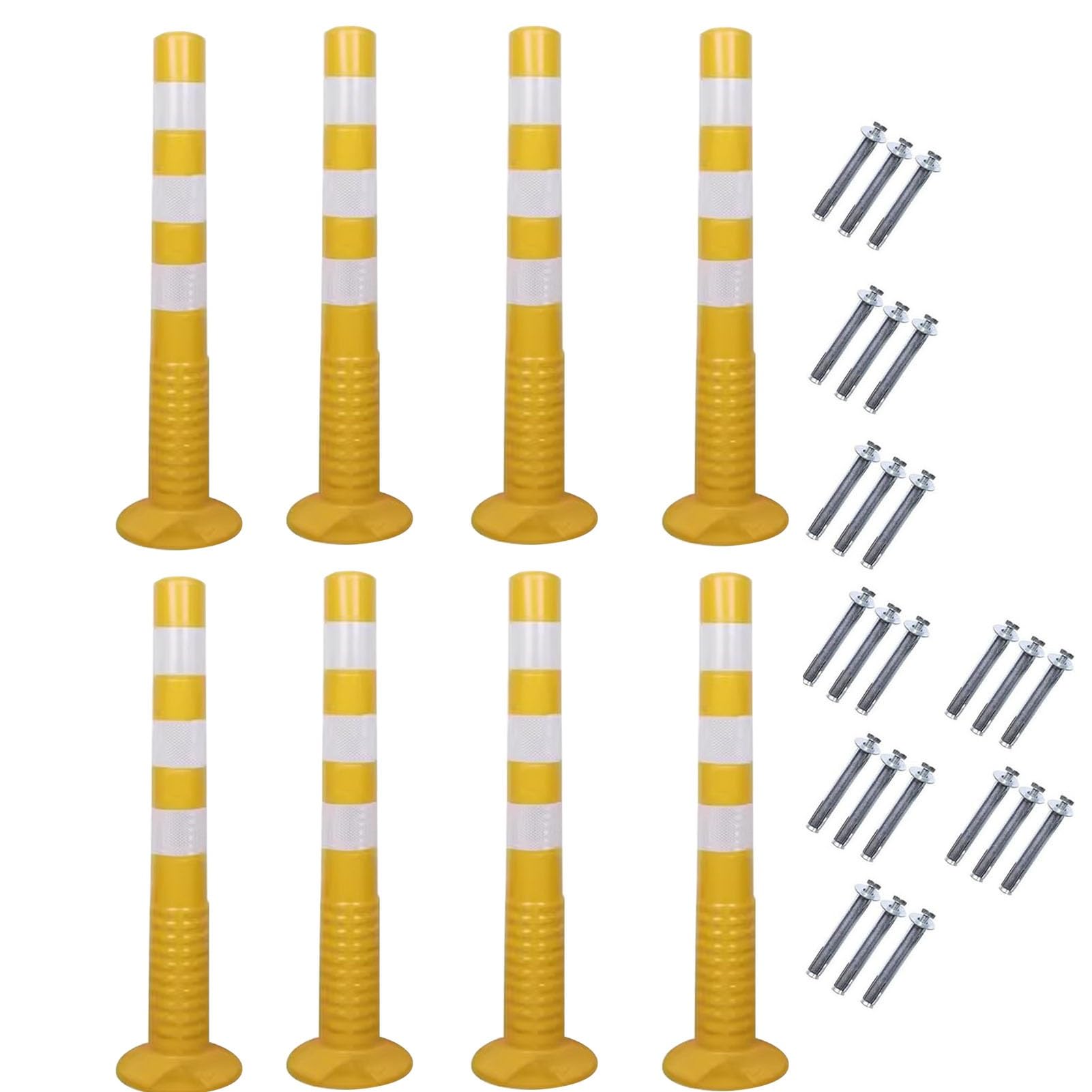 WQPMNYG Parking Bollards - 77cm Flexible Traffic Delineator Post Cones for Driveway and Garage Safety Barrier