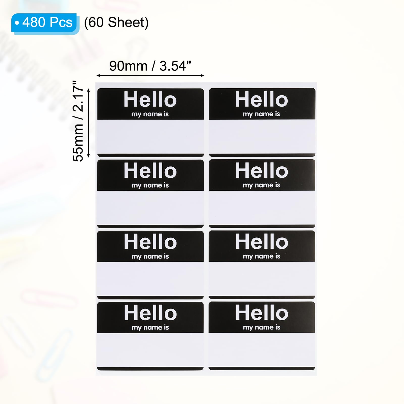 PATIKIL Name Tag Stickers, 480 Pcs Hi My Name is Stickers Removable Labels for Clothes Daycare Classroom Office Meeting Black - Image 2
