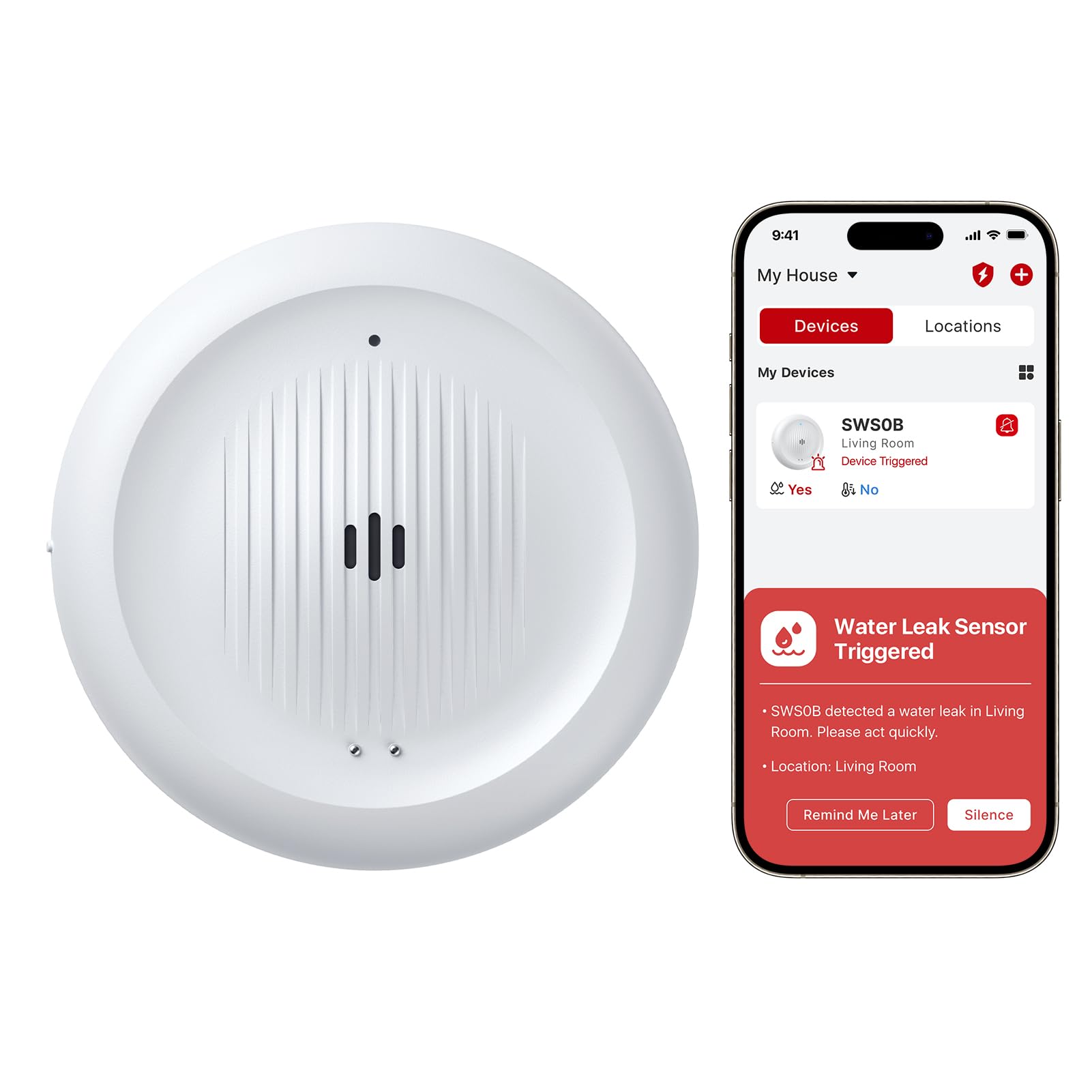 Wi-Fi Water Leak Detector for Home - Smart 2-in-1 Leak & Low-Temperature Sensor with App Alerts, Protection for Homes, Kitchens & Basements, Works with X-Sense Home Security App, Model SWS0B