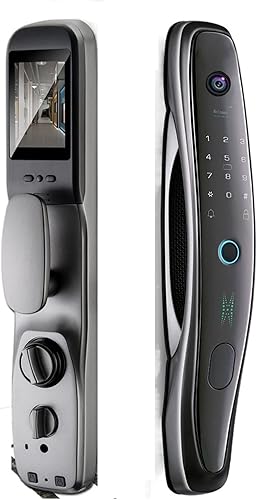 Tuya - Cerradura inteligente de puerta con cámara de vigilancia WiFi inalámbrica función de monitor de desbloqueo con timbre de puerta color