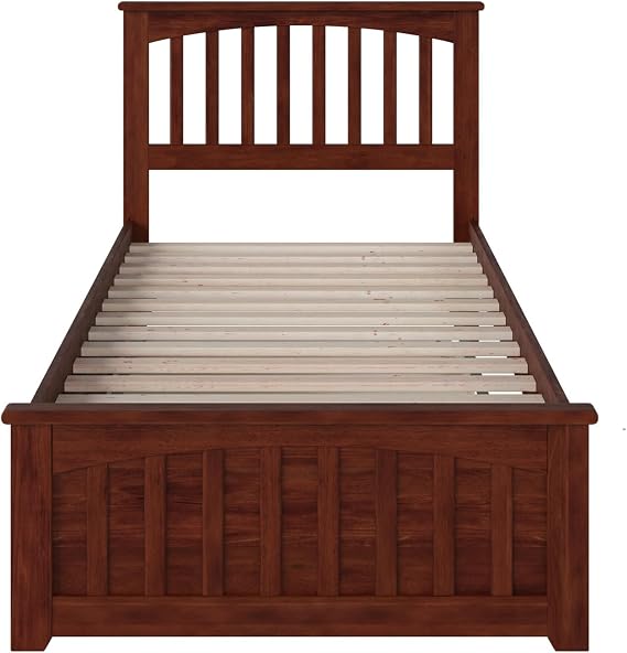 AFI, Mission Twin Platform Bed with Matching Footboard & Twin Trundle, Walnut