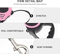 Vista 8 de POPETPOP Correa retráctil para perro, material de abdominales, portátil, accesorio para cachorros, mango cómodo, correa para caminar al aire libre
