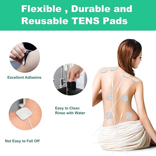Miniatura 4 de 24 almohadillas de repuesto TENS de 2 x 2 – Electrodos reutilizables autoadhesivos compatibles con AUVON TENS, TENS 7000, Etekcity, Nicwell Care