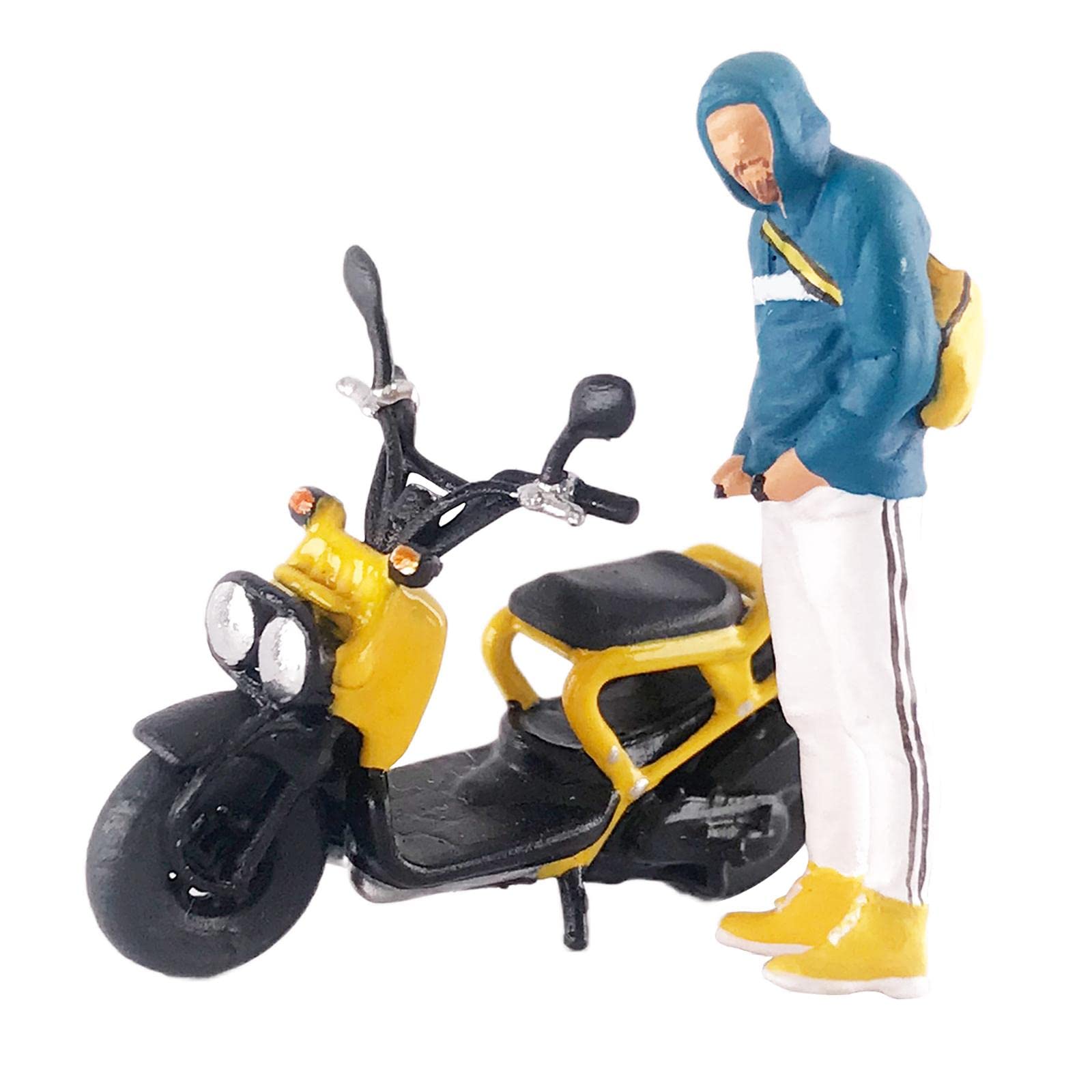 Amazon | GUOOL 1/64男性フィギュア運転バイクミニチュアシーン