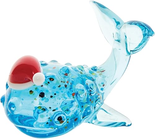 GALLERIE II Figura de ballena con sombrero de Santa azul