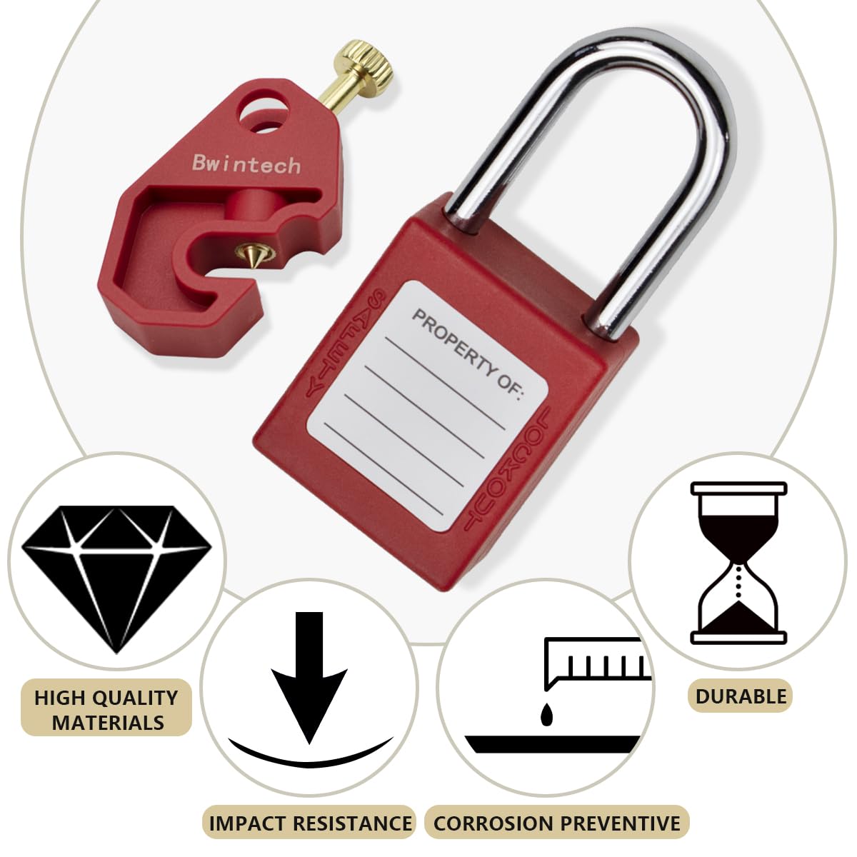 Bwintech 5 piezas 38MM varios candados de seguridad rojo con llave con disyuntor candado de seguridad candado de seguridad Loto Tag