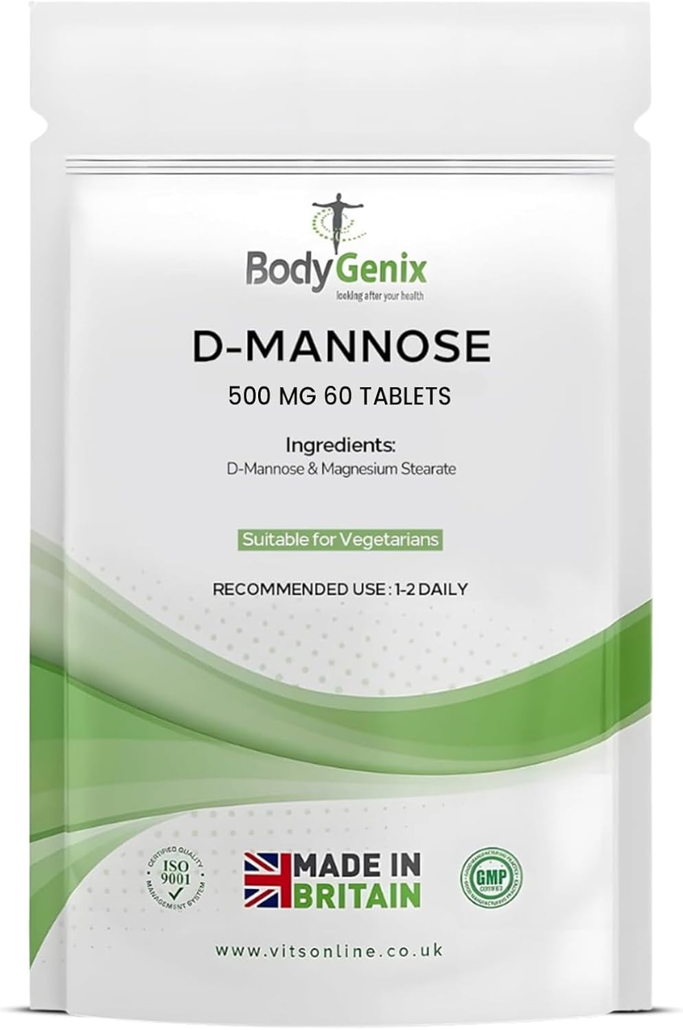 D-Mannose 500mg Tablet – High Strength Pure D-Mannose Tablets for Urinary infections & Support Immune System – Daily Vegan Friendly Supplement for Men and Women – 60 Tablet 2 Month Supply
