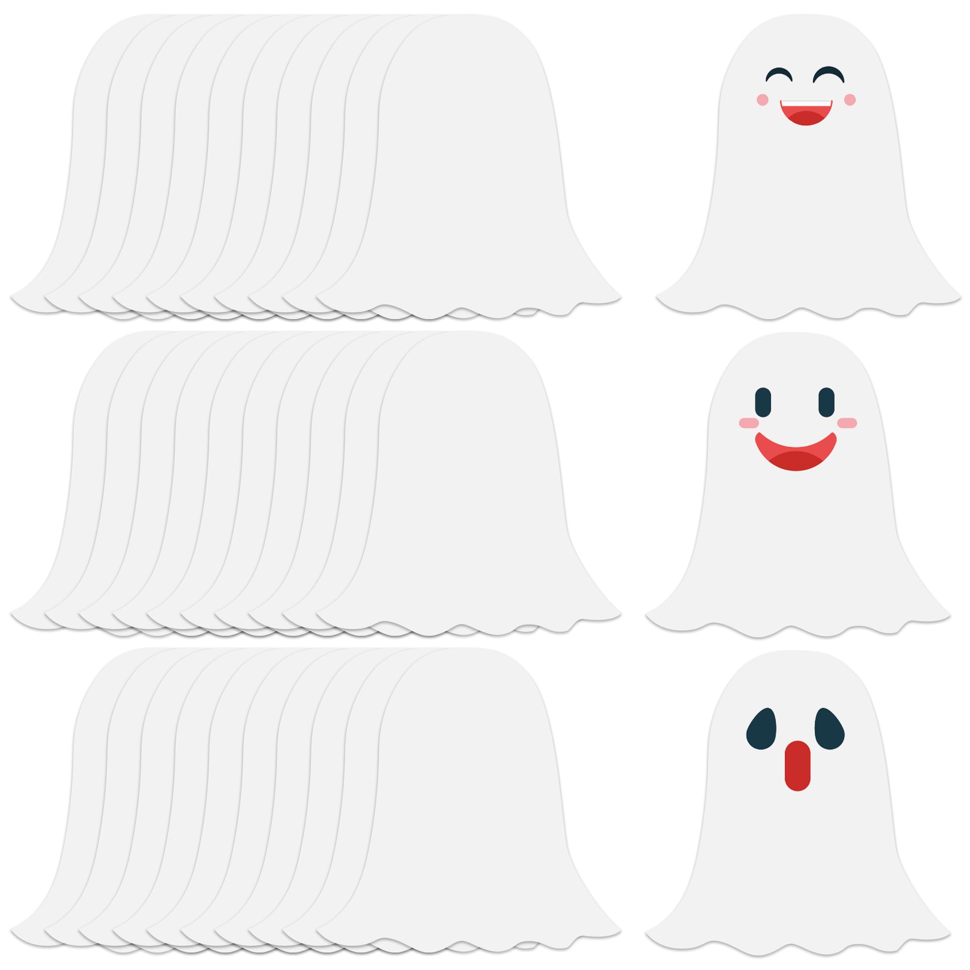 Wonmon 100 PCS Halloween Ghost Cutouts for Bulletin Board Decorations, Halloween Ghost Shape Paper Cutouts for DIY Crafts Projects Kids Office Classroom Holiday Party Supplies Decor, 4 in