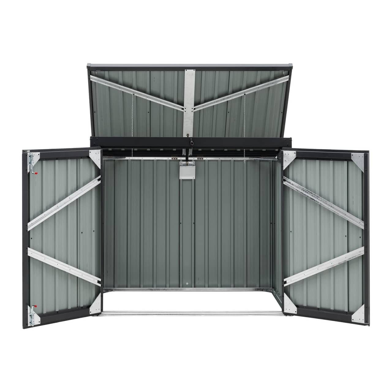 Uni-SHED-02 Contenedor de basura de metal, 2 toneladas (240 L), con cerradura de metal, 2 unidades