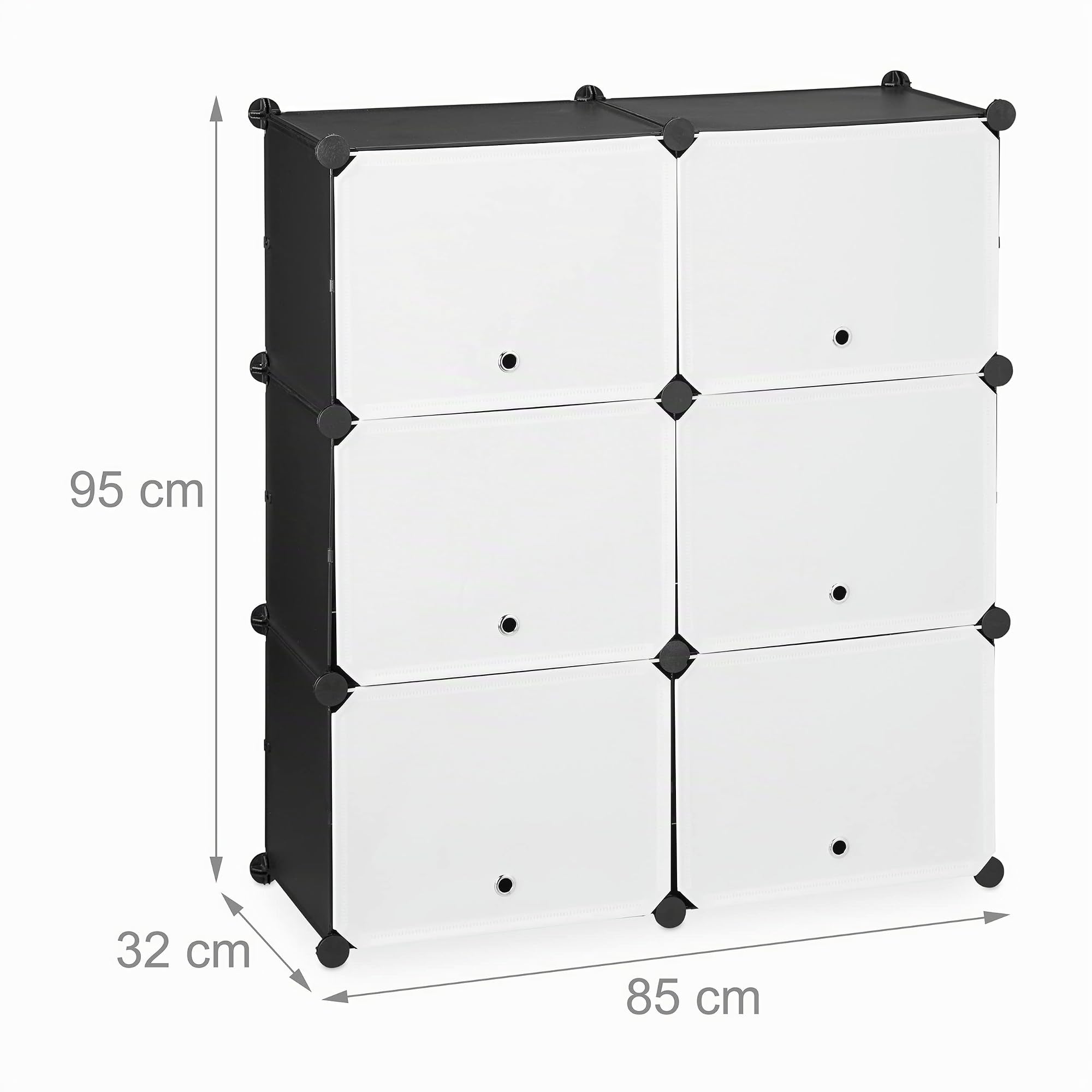 Relaxdays Scarpiera in Plastica, 12 Scomparti Chiusi, Ante, Scaffale Porta Scarpe, Componibile, 95x85x32 cm, Bianco/Nero