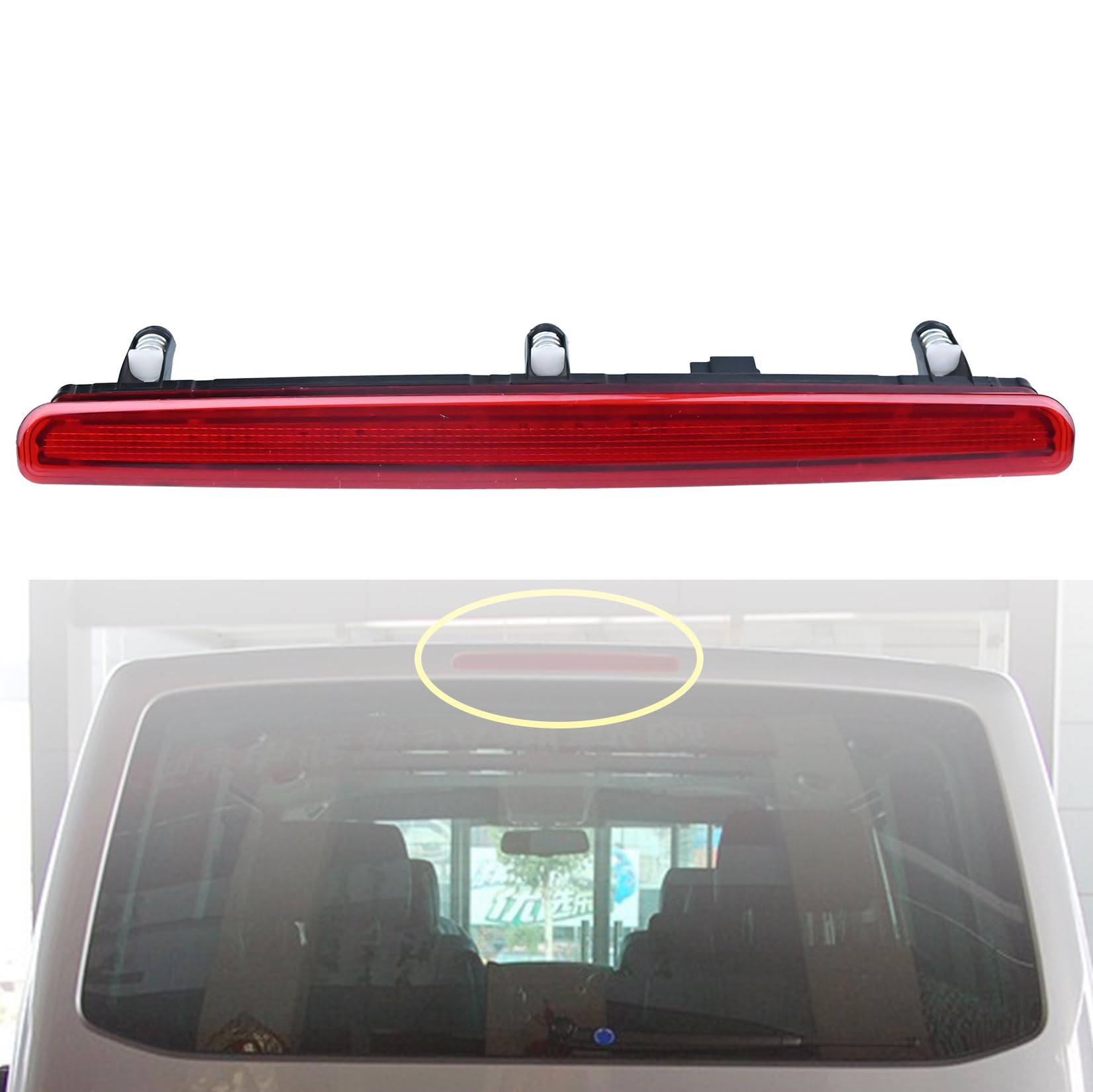 Dritte Bremsleuchte für Transporter T5, 3. Heckklappe Bremslicht für Caravelle Multivan MK V 2003-2015 7E0945097A 7E0945097G 12V