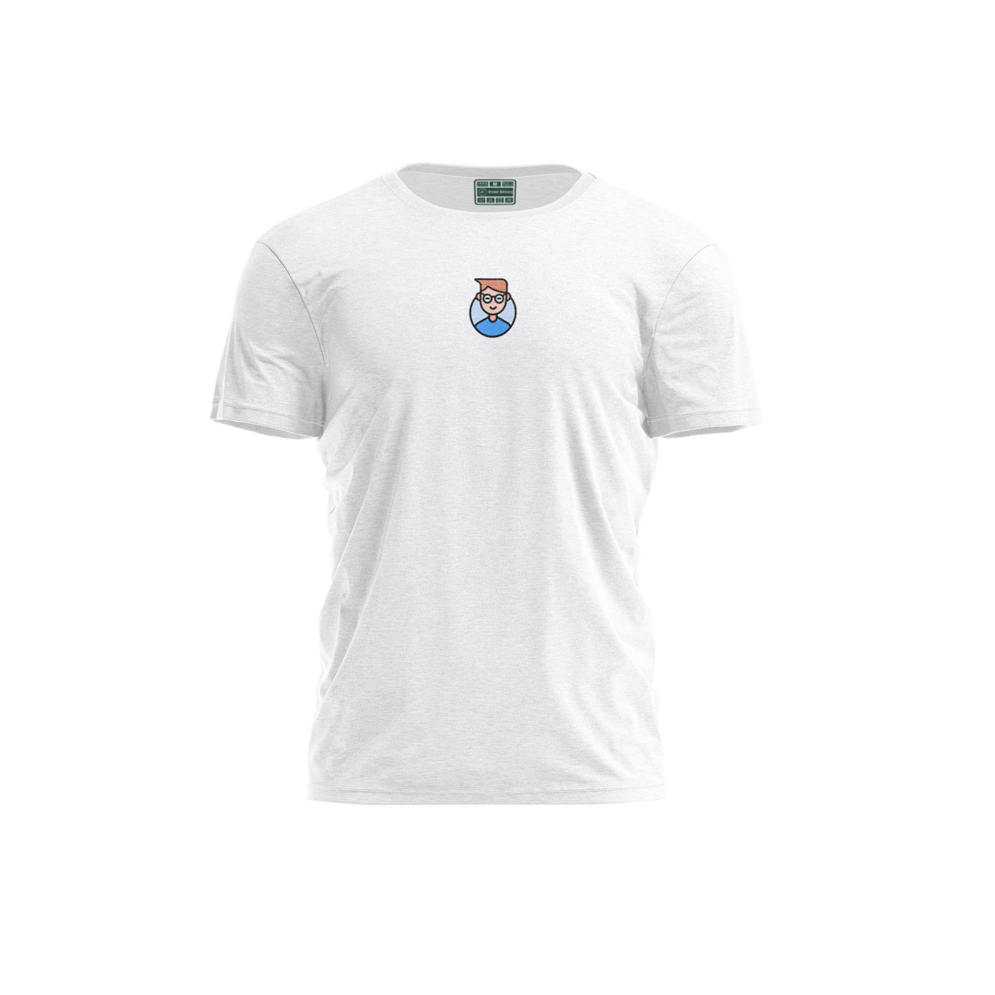 Bona Basics, Digitally Printed, Men's Basic T-Shirt,%100 Cotton, White, Casual, Men's Tops, Size: S