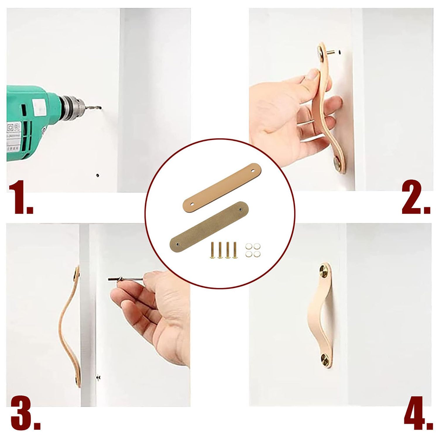 10 Pezzi Maniglie Per Mobili In Pelle, Manigliee Per Porte In Pelles, Mobili Con Maniglies In Pellee, Pomelli Per Mobili In Pelle Pu, Raffinati Accessori Per La Decorazione, Con Accessori a Vite