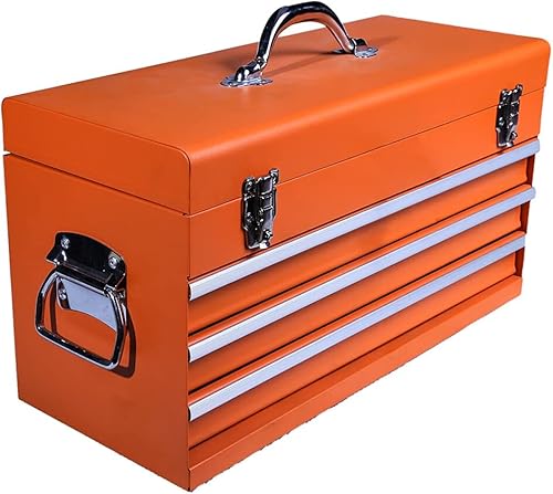 Edward Tools Caja de herramientas de metal portátil con cajones de 20 pulgadas, cerradura central con llave para mayor seguridad, acabado resistente