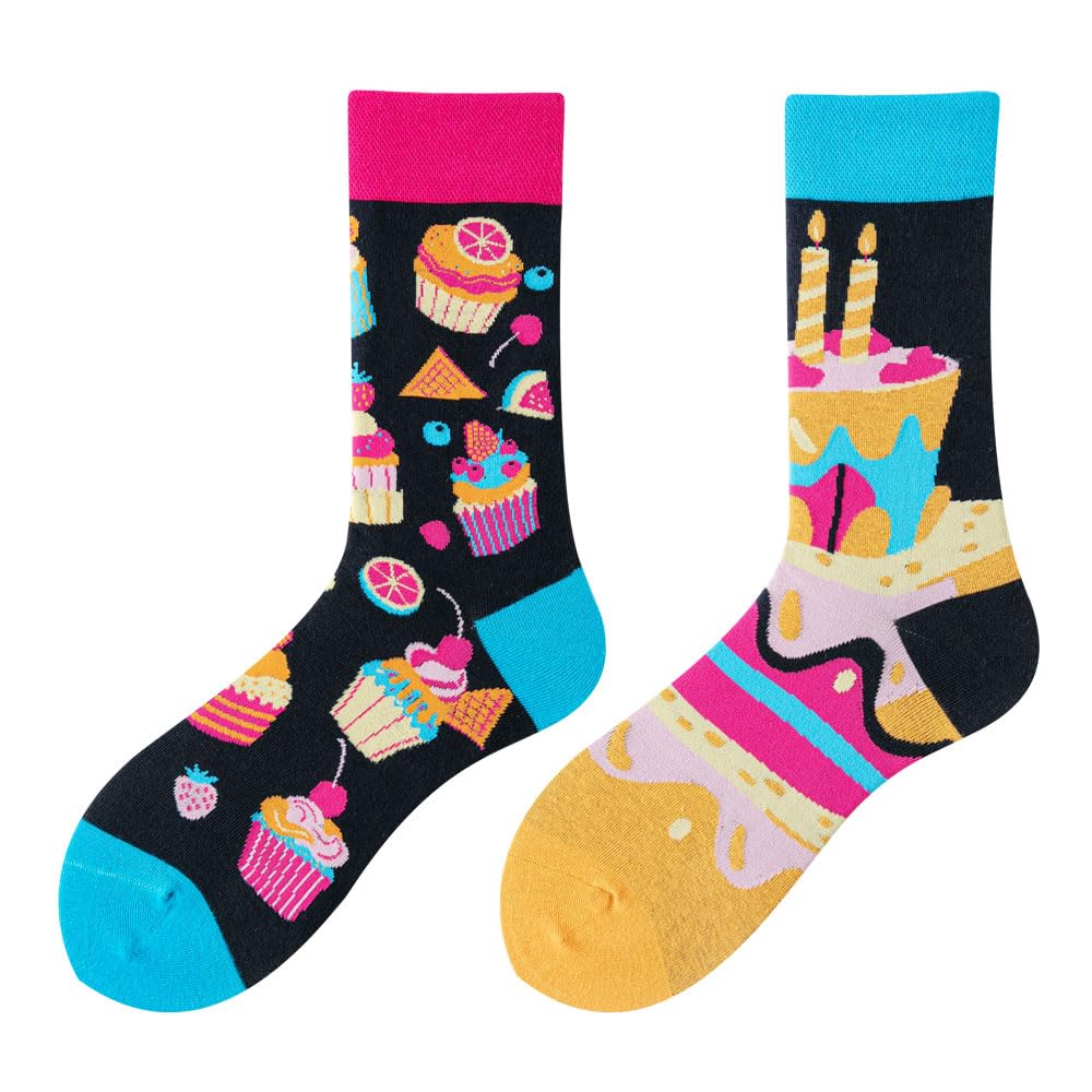 Calcetines Divertidos Unisex para Mujer y Hombre con Diseños Asimétricos en Par - Temas Animales, Comida, Fruta, Deporte y Arte en Algodón - Ideal para Regalos — view 84
