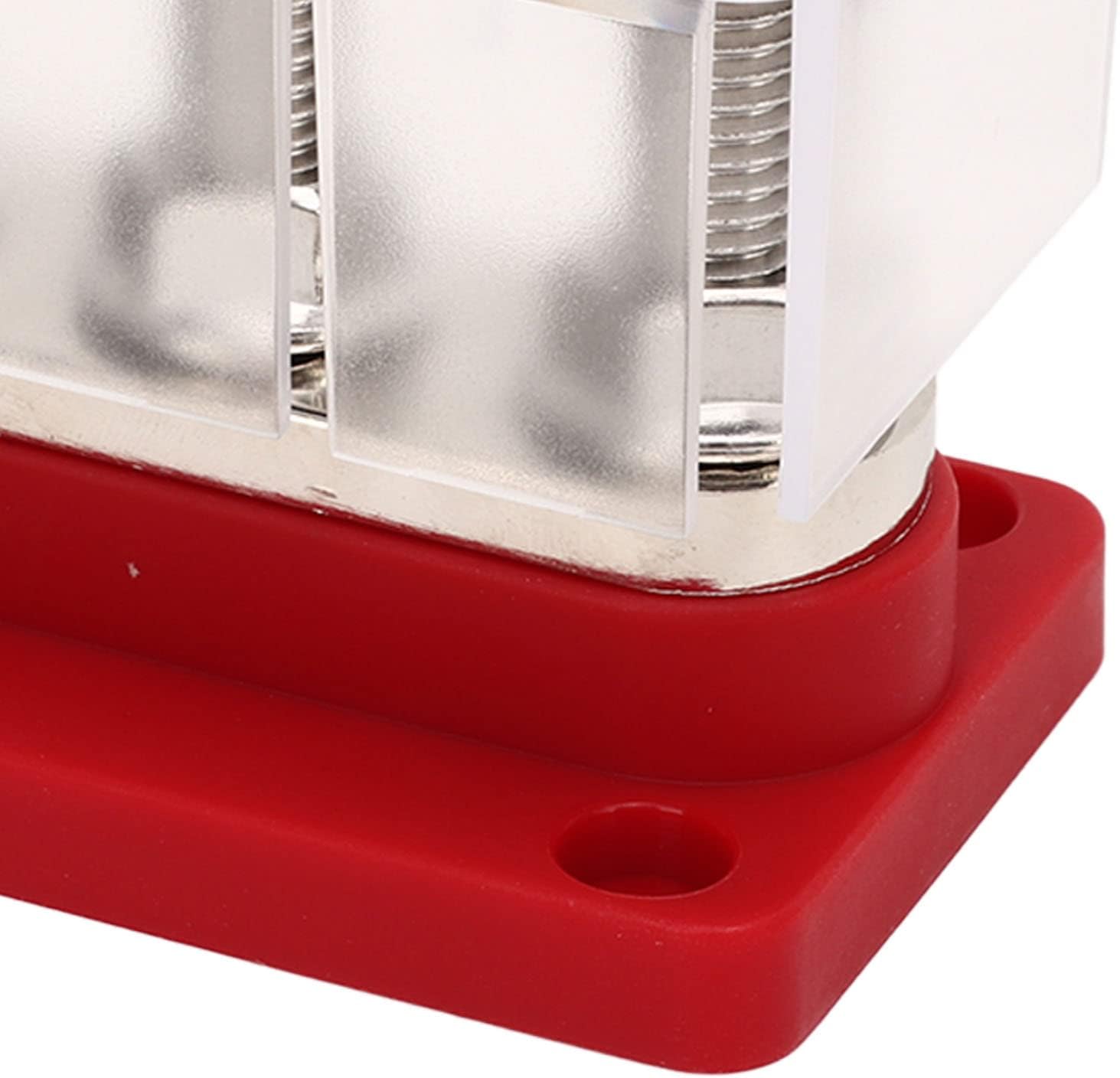 4 Post Power Distribution Block 3/8 Inch M10 Studs Battery Bus Bar with Cover DC12V to 48V 300A - Organized Wiring, Multiple Connection Points, Easy Installation for Cars and B (Red)