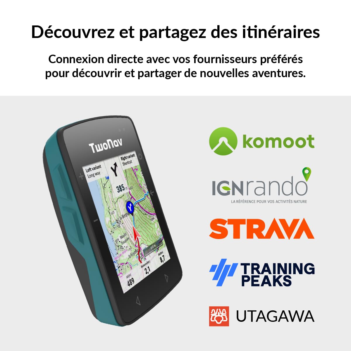 TwoNav Roc (32 Go) + Carte 5 Dalles de France IGN Top25, GPS de Sports avec écran 2,7 Pouces pour VTT, vélo, Gravel ou bikepacking