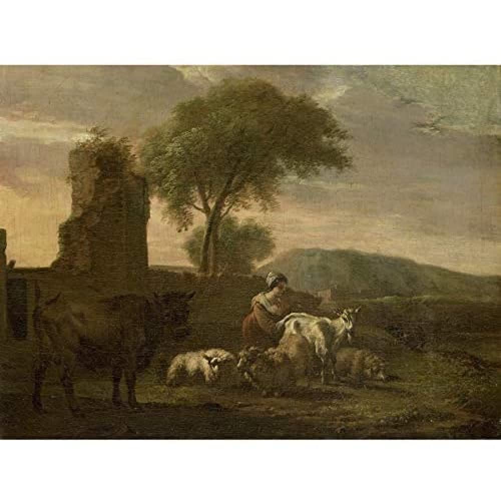 Artery8 Van Der Does Italian Landscape Shepherdess Flocks Unframed Wall Art Print Poster Home Decor Premium