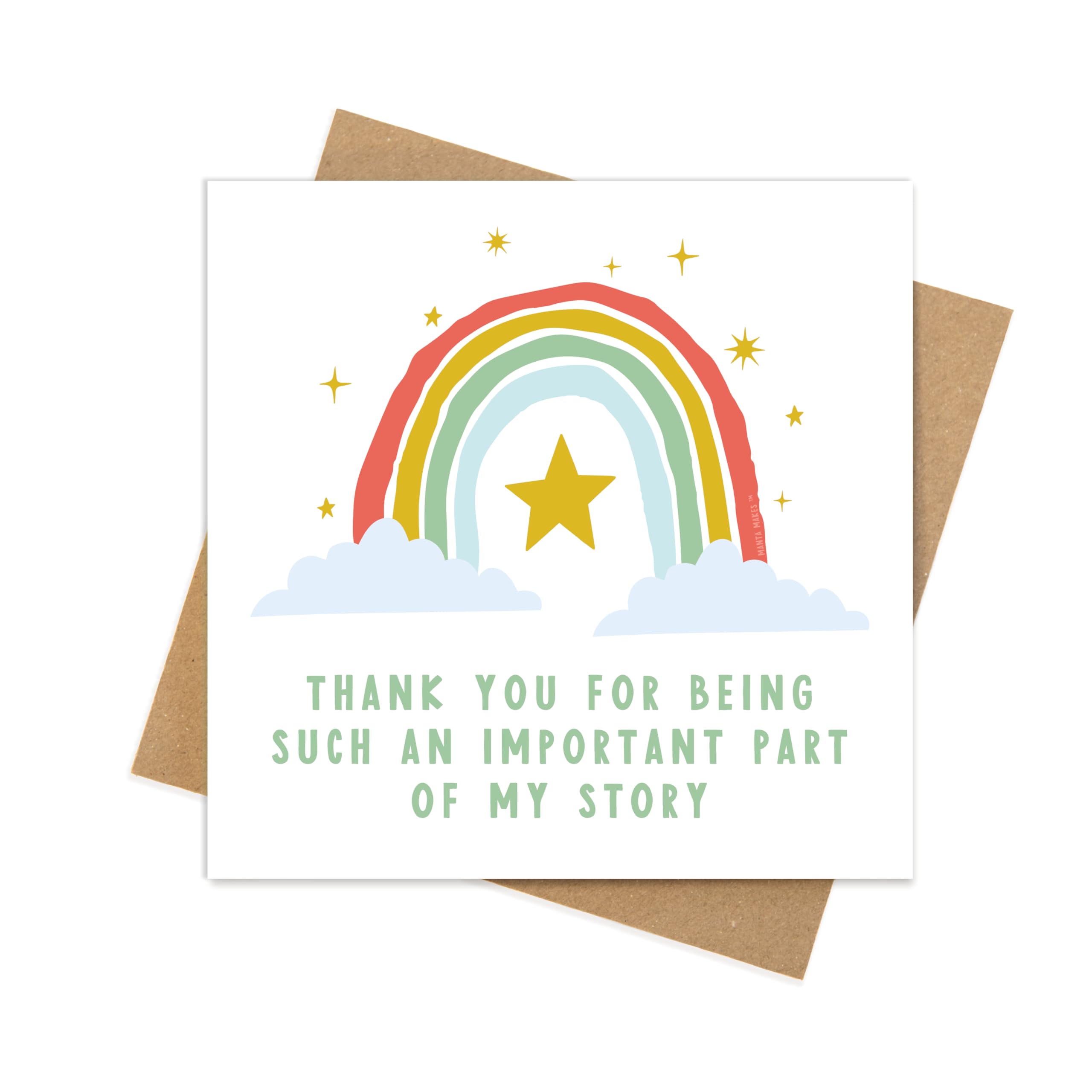 Manta Makes Thank you card, thank you greetings card, thank you cards single to go with thank you gift, goodbye card for men or women blank with envelope (Rainbow)