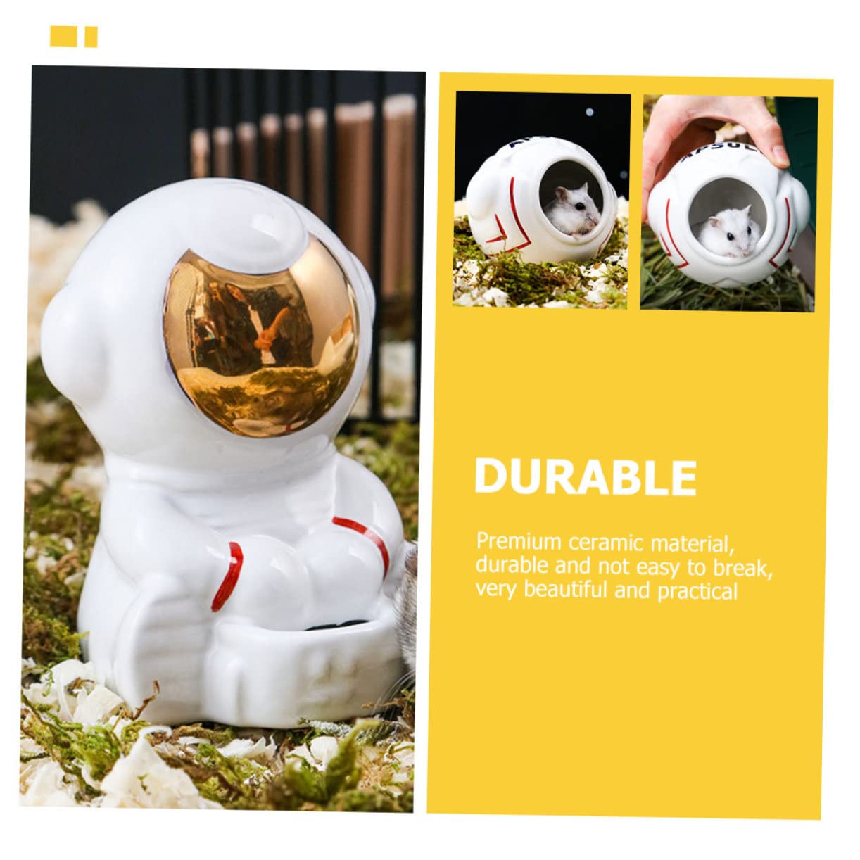 FOMIYES 1juego Comedero para Hámster Temático del Cuenco Cerámico Bebedero De Astronauta y Bañera Accesorios para Hámster Diseño y Lavable para Pequeñas