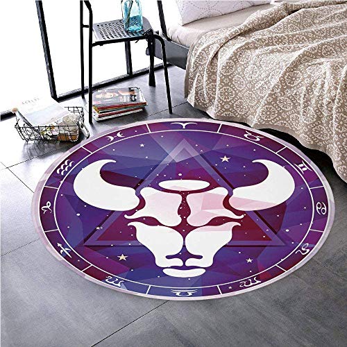 Preisvergleich Produktbild Liz Carter 60cm Runder Bereich Teppichboden Küchenteppich, Stier, Tierkreis auf Stierfigur mit geometrischem Dreieck über Raum Hintergrundbild