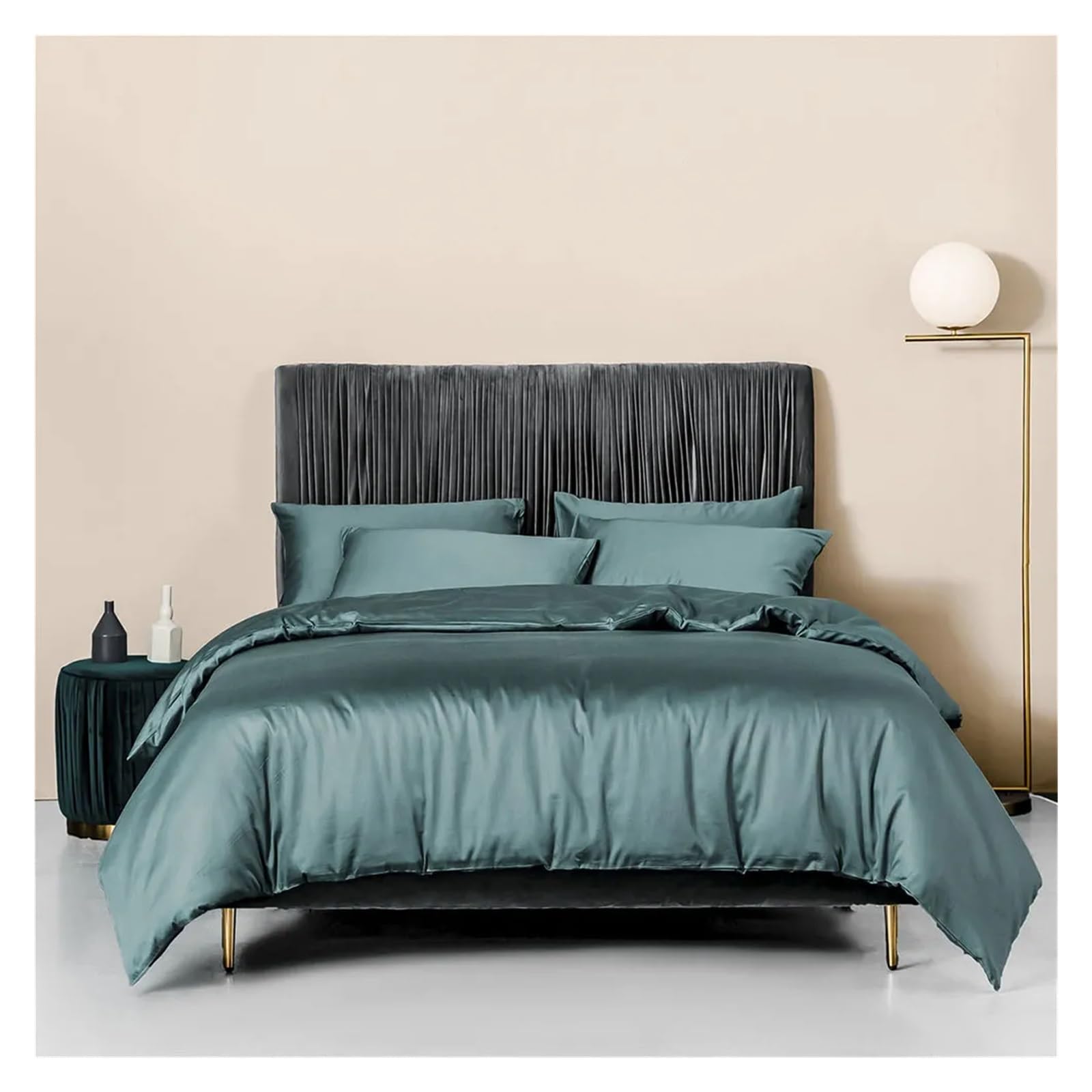 Sbcgfy R Dark Green Cotton Bedlinens Twin Queen King Size Set Flat Sheet Duvet Cove Bedding,Bedding Set,-Twin