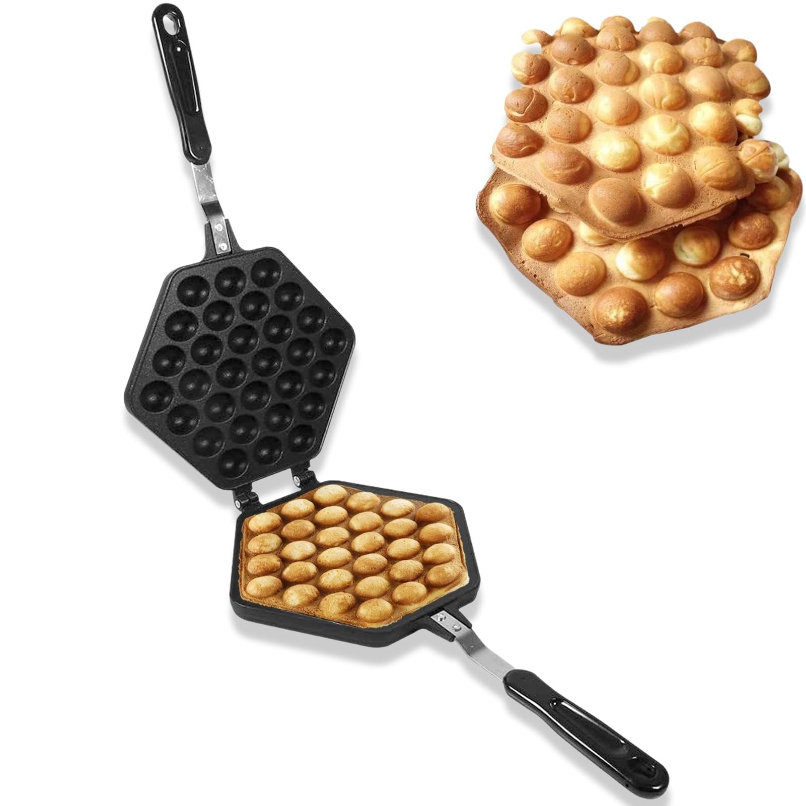 Poêle à gaufre à bulles, plateau de gaufrier aux œufs de style Hong Kong