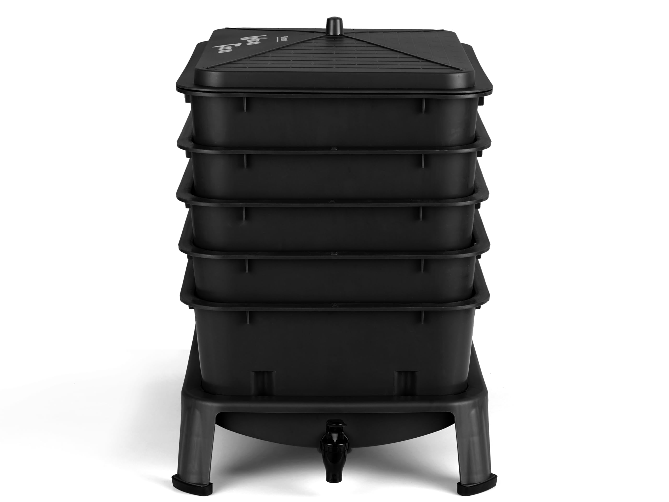 Blütezeit Wurmkomposter mit 5 Fächern, 53QT Wurmkomposteimer für drinnen und draußen, Wurmfarm-Set für Vermicomposting Starter, Recycling von Lebensmittelabfällen (schwarz)