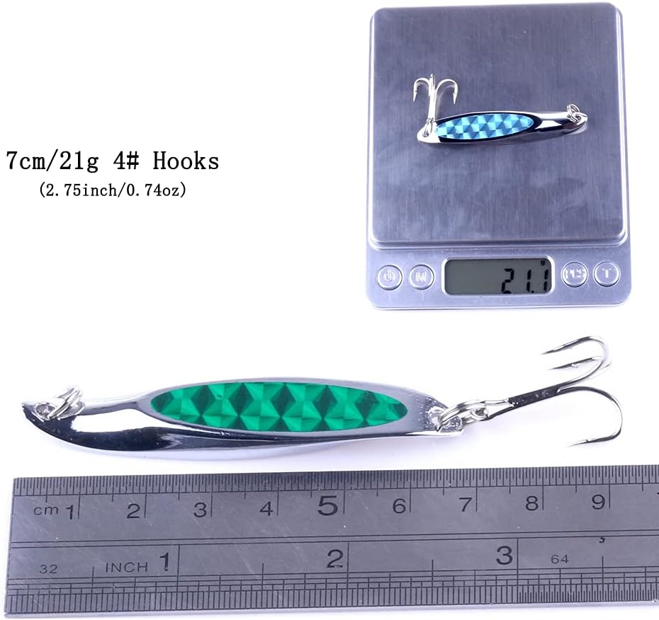 Fishing Jigs Saltwater Fishing Lures with Assist Hook Treble Hook, Jigging Lures Slow Vertical Jigs, Fishing Jigs Saltwater for Bass Tuna Salmon Sailfish Trout Grouper Snapper, 5pcs with Box